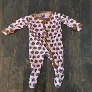 GUC KicKee Pants Pink and Brown Cookie Onsie newborn NB